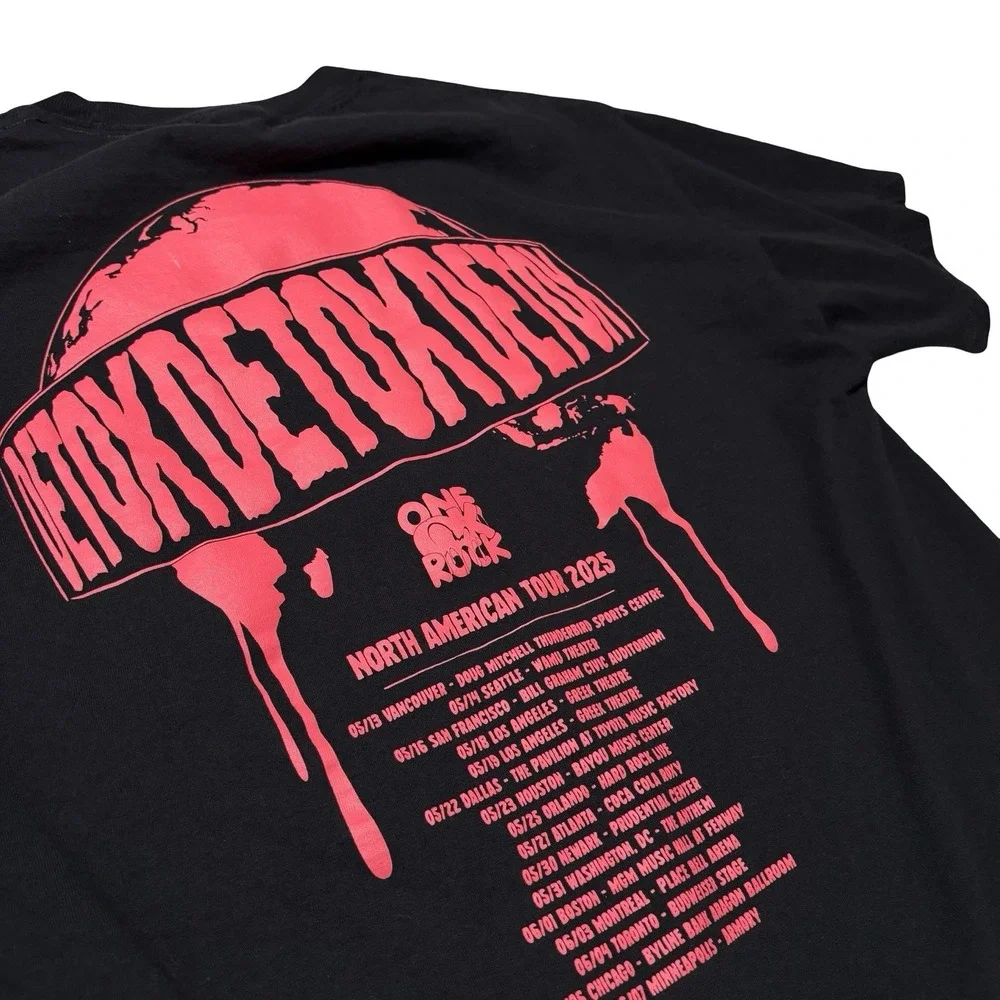 One Ok Rock Men's DETOX 2025 North American Tour Double Sided T Shirt SM 18.5x27